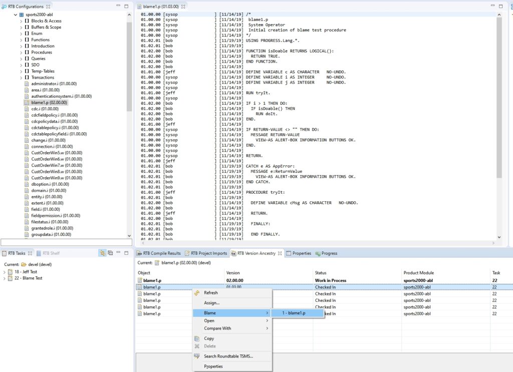 Generating a Blame Report in Roundtable TSMS.